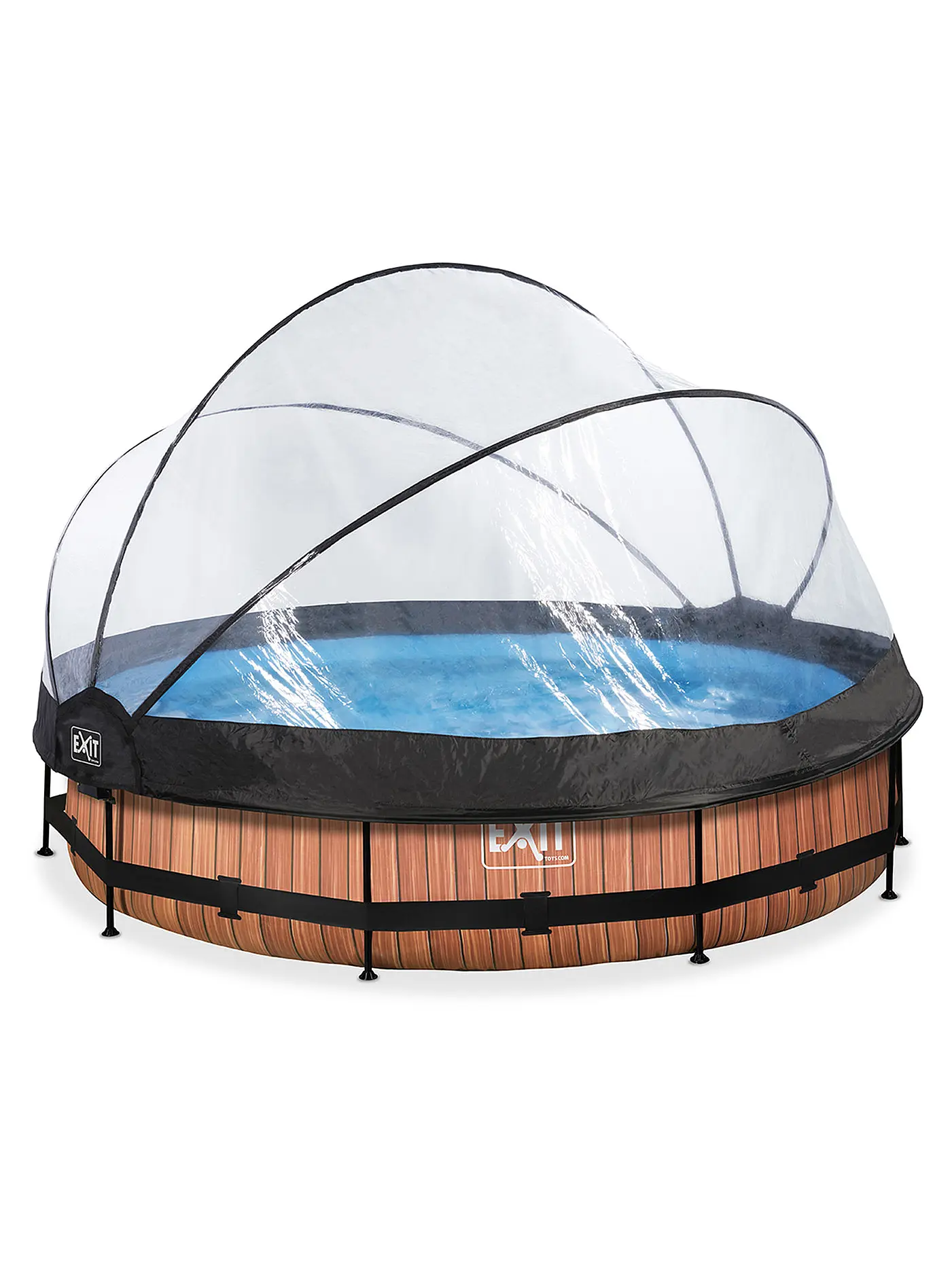 EXIT TOYS | Wood Pool 360x76cm mit Abdeckung und Filterpumpe | 